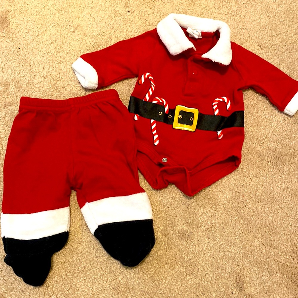 Newborn Santa Outfit Christmas Holiday Matching Outfit Footies